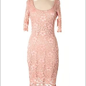 Belle Badgley Mischka | Floral Lace Blush Dress| 6